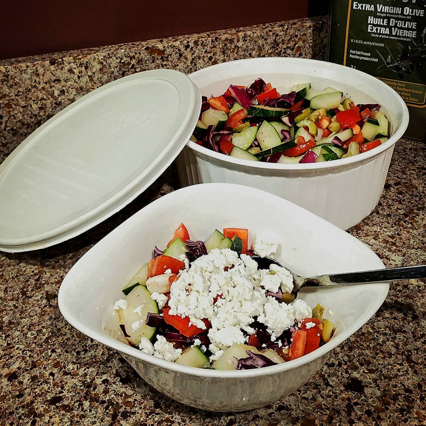 Scoop your Greek salad into a beautiful bowl, but leave room for some extras!