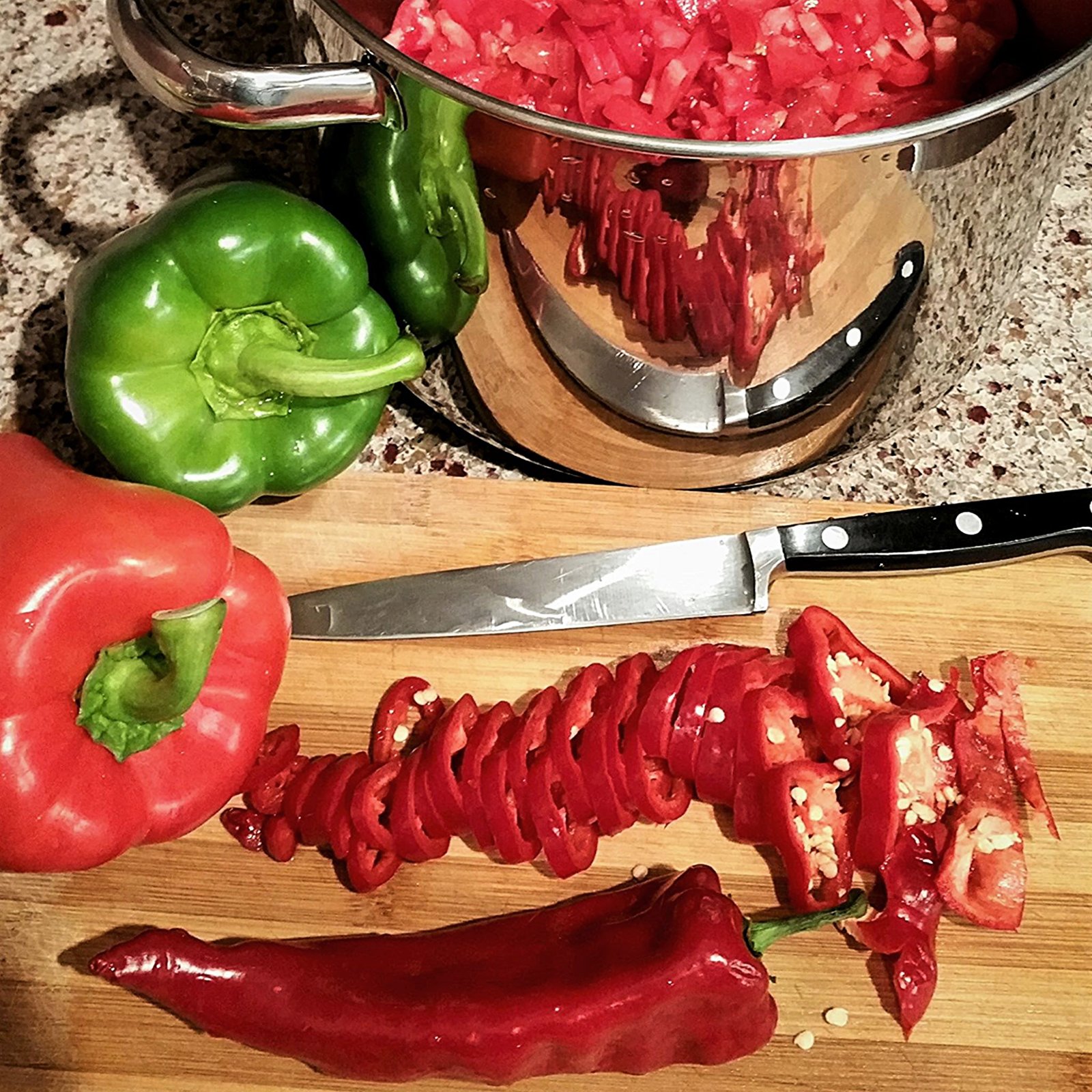 Sylvia Lorianne Leong, Cottage in the Sky Use over-ripe tomatoes for your chili.
This way you can use less processed tomato sauce.