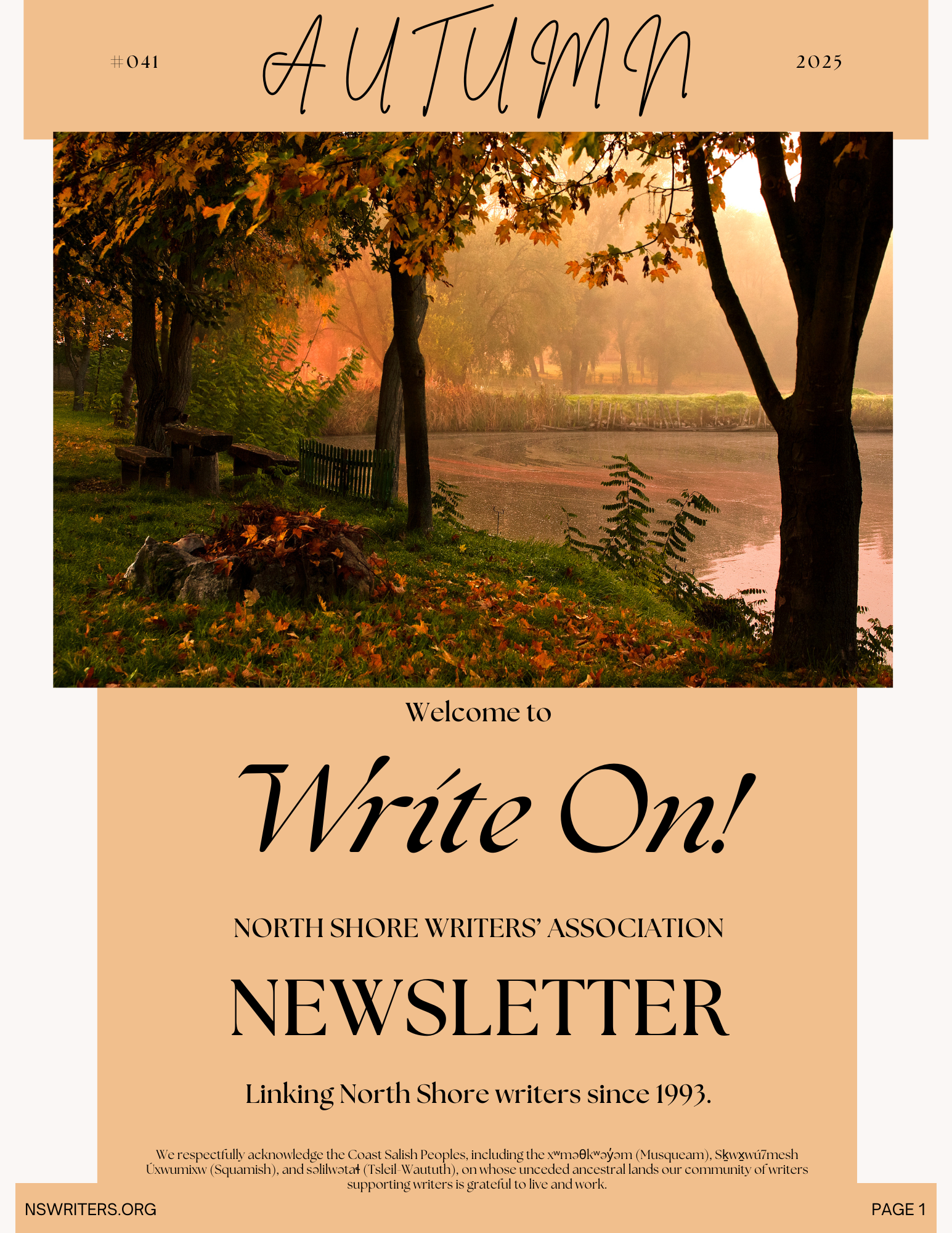 North Shore Writers' Association Autumn 2025 Write On! newsletter